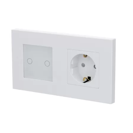 Touch LED dimmer schakelaar dubbel + WCD wit set