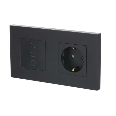 Touch LED dimmer schakelaar enkel + WCD zwart set