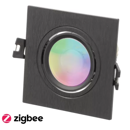 Miboxer LED inbouwspot dimbaar - Zigbee + 2.4GHz -  vierkant zwart -  L93xB93xH80mm - 6W - Hue compatibel